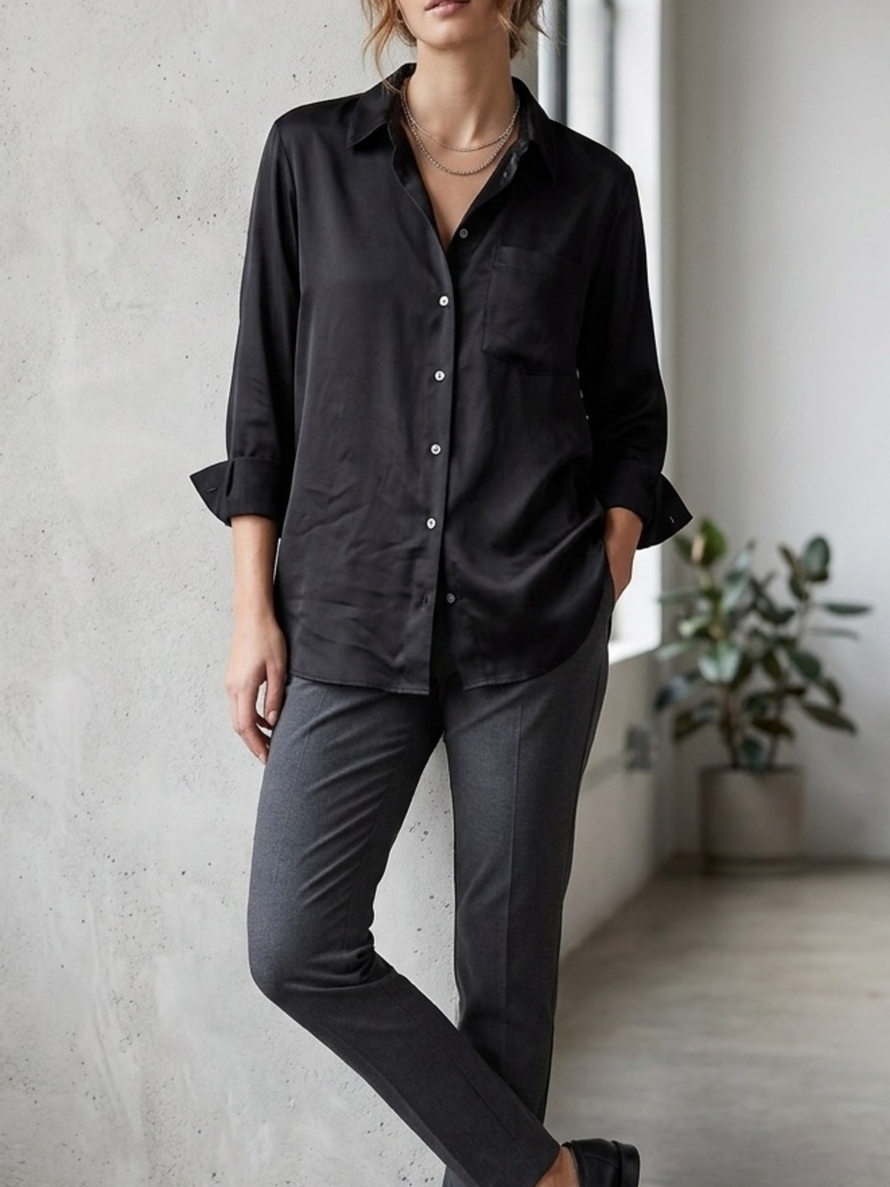 NWT Gap Boyfriend Shirt Satin Button Down Shirt Size P (XS)
